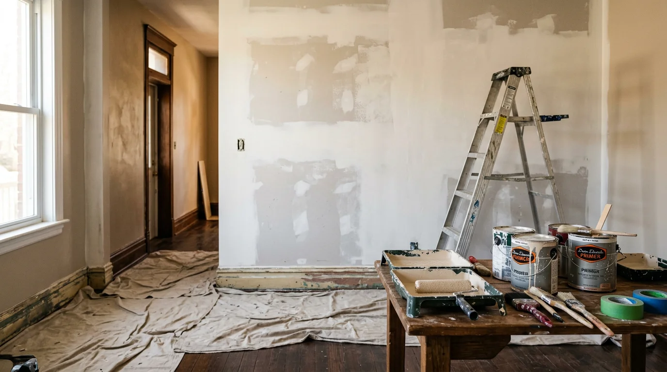 A freshly painted interior room in a Pennsylvania home showing smooth, even walls and clean trim lines. The finished space reflects careful surface preparation and consistent paint coverage throughout.